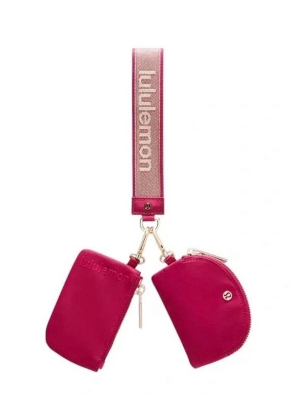 Lululemon Dual Pouch Wristlet in Berry Rumble Gold Hardware
